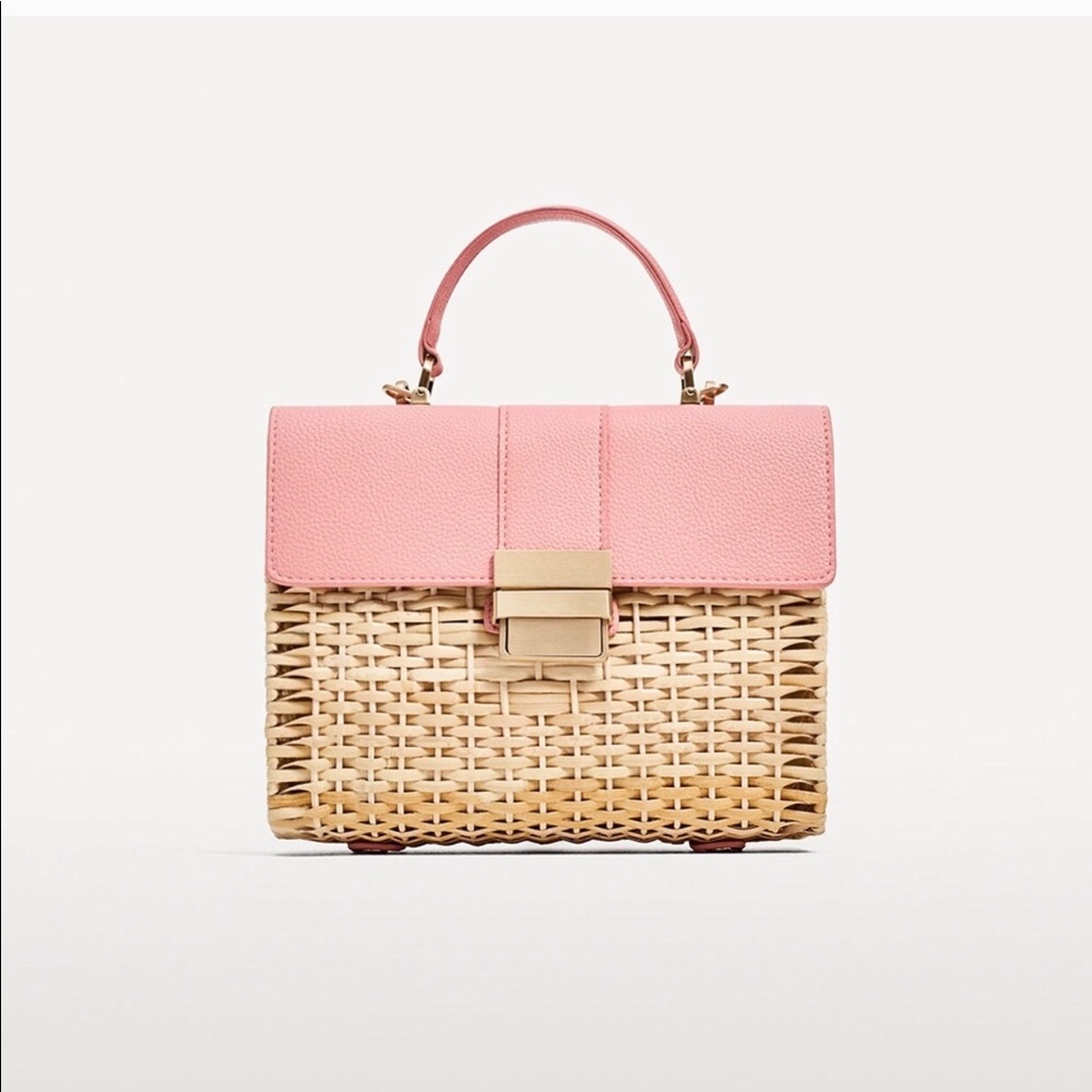 Pink basket woven bag